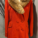 🌺VINTAGE MICHELLE WOOL BLEND RES TRENCH JACKET WITH FUR COLLAR🌺 Red Photo 0