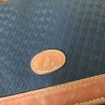 Liz Claiborne Vintage Crossbody Purse - Blue Faux Leather Bag With Tan Accents Photo 1