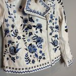 G by Giuliana Black Label Faux Leather Moto Jacket Floral Embroidered White Size XS Photo 1