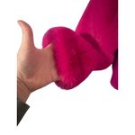 Milly  Faux Fur Jacket Coat Fushia Cropped Statement‎ Spread Collar Preppy SZ S Photo 2