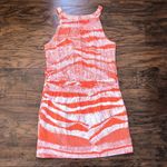 BCBGMAXAZRIA • orange white sundress drop waist halter neck tribal print summer Photo 10