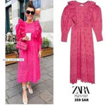 ZARA New with tags  Pink Eyelet Embroidered maxi Dress in size small Photo 10