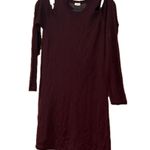 Garage  Burgundy Knit Cold Shoulder Dress Photo 0