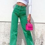ZARA Blogger’s Favorite Green Wide Leg Jeans Photo 1