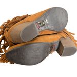 Taos Fringe Ankle Boots Womens 8 8.5 Brown Suede‎ Leather Western BOHO Festival Photo 3