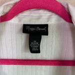 Maggie Barnes White Stripe Pleated Short Sleeve Button Down Blouse 2X 22/24W Photo 2