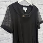 Joseph Ribkoff  Dress Style 222110 Size 16 Black Mesh Cowl Neck Sheath Shirt Photo 1