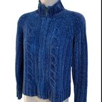 Evan Picone  Soft Knit Full Zip Long Sleeve Cardigan Sweater Vintage Blue Small Photo 1