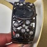 Brand New! Studio Time black w/Rhinestones Bangle Bracelet Watch Photo 2