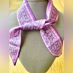 New pink and white printed silk satin scarf, approximately 34 inches Photo 2