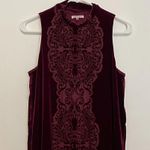 Maurice's Velvet Shift Dress Burnout Pattern Burgundy Maroon Red High Neck Velour Photo 3