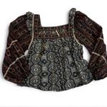 Free People Blouse Balloon Sleeve top western Floral Bohemian print M Photo 0