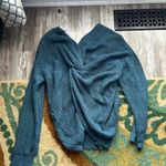 Alya  Teal V-Neck Sweater Photo 2