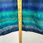 Chico's  Silk Top Womens 1 Medium Blue Geometric Button Up Artsy Boho Luxe Earthy Photo 5