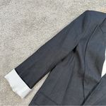 ZARA Women’s Linen Blazer Open Front Striped Rolled Sleeve Academia in Black S Photo 6