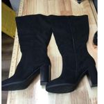 Style & Co  Women's 8.5 Black Suede Block Heel Side Zipper Knee High Riding Boots Photo 4