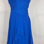 David's Bridal DAVID’S BRIDAL Cobalt Blue Short Crinkle Chiffon Strapless Mini Dress 2 Photo 4