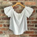 Anthropologie Maeve  White Off The Shoulder Blouse Short Sleeve Top, 2 Photo 5