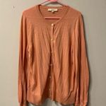 LOFT Women's Orange Crewneck Long Sleeve Cardigan Sweater Size L Size L Photo 3