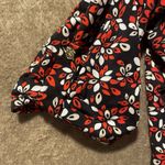 Charter Club  Shirt Womens L Button Up Floral Red Black Blouse Stretch Tab Sleeve Photo 3