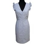 Rebecca Taylor Tailored Linen Ruffle Sleeve Shift Dress Light Blue Size 4 Photo 1
