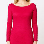 Ingrid & Isabel hot pink boat neck pointelle long sleeve sheath dress, size s Photo 0
