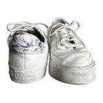 Reformation /Anthropologie Harlow white leather blue floral sneakers size 8 Photo 2