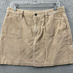 Old Navy Vintage Mini Corduroy Skirt Beige Tan Y2K Academia 100% Cotton Wmn 10 Photo 0
