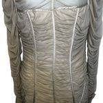 Pretty Little Thing Taupe Mesh L/S Ruched Open Back Bodycon Dress EUC Size 10 Photo 5