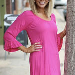 Pink Coconut Boutique  EUC Fuchsia Ruffle Sleeve Blouse Photo 0