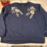 Francesca's Urban Mood quilted floral embroidered navy sweatshirt Size Medium Blue Photo 0