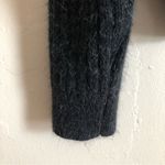 Topshop Cable Knit Open Back Ruffle Square Neck Long Sleeve Gray Sweater Photo 3