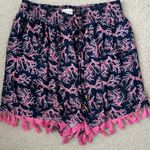 Simply Southern Navy and Pink Coral Lounge Shorts with Tassels Photo 1