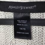 Ashley Stewart White & Silver Long Sleeve Flounce Hem Ribbed Knit Midi Dress Photo 7