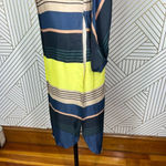 Apiece Apart Long Tunic Top Side Slits Coverup Colorful Striped Navy Blue Size 0 Photo 7