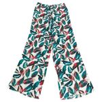 ONIA  Mila Tropical Leaf‎ Print White Pants Wide Leg Swim Beach Cover Up Size S Photo 0
