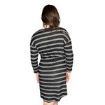 Moa Moa SWEATER DRESS Womens SM Black White Striped Knit Pockets Tie Waist Belt Photo 2