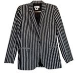 Bloomingdale's Striped Collared One Button Blazer Jacket – Chic Summer Must Photo 2