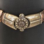 Cache  Dark Leather Bronze embroidery Multi Color METAL HARDWARE 1 1/4" Wide Belt Photo 3