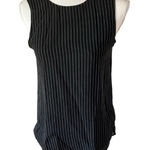 Theory Black White Pinstripe Sleeveless Blouse Tank Top Photo 0