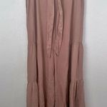 ee:some EESOME | Tiered Wide Leg Pants Tan Ruffle Boho Tie Palazzo | Sjze 1X Photo 1