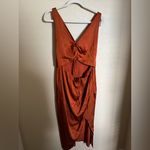 Abercrombie & Fitch Cinch Front Satin Sleeveless Midi Dress in Paprika Large NEW Photo 2