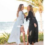 DUSTER BEACH COVER UP Open KIMONO T. ZOVICH Bell Sleeve Ecofriendly Black Large Photo 10