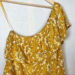 Madewell Silk One-Shoulder Ruffle Top in Yellow Assam Floral S Photo 8