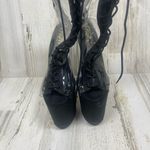 Pleaser Flamingo 800 Peep Toe Mid Calf Boots size 10 Clear Black Stripper Dancer Photo 2