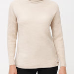 Michael Kors  Sweater Womens Beige Rib Knit Long‎ Sleeve Mock Neck Neutral Large Photo 0