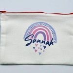 Sunnah Canvas Zipper Pencil Bag Makeup Bag Pouch Bag Handmade NWT White Photo 0