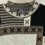 Y2K Women's Medium Geometric Black Brown Sweater Slouchy Oversized 90s Grandpa Photo 1