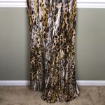 Jovani Women’s Animal Print Beaded Open Side Leg Slit Strapless Maxi Dress Photo 8