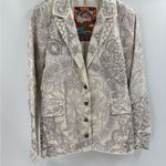 Johnny Was  biya embroidered white cotton Y2K 2000s button up jacket blazer small Photo 0
